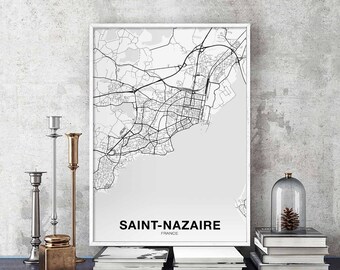 SAINT-NAZAIRE France map poster black white Hometown City Print Modern Home Decor Office Decoration Wall Art Dorm Bedroom Gift