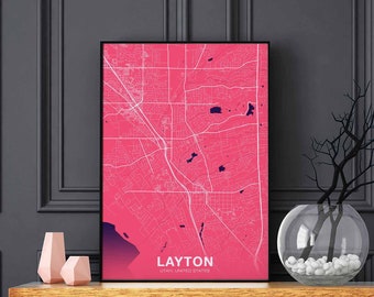 LAYTON Utah UT USA poster color Hometown City Print Modern Home Decor Office Decoration Wall Art Dorm Bedroom Gift