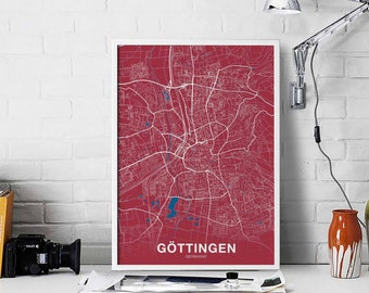 GOTTINGEN Germany map poster color Hometown City Print Modern Home Decor Office Decoration Wall Art Dorm Bedroom Gift