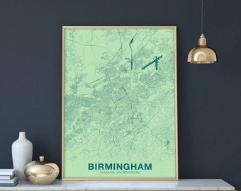 BIRMINGHAM Alabama AL USA poster color Hometown City Print Modern Home Decor Office Decoration Wall Art Dorm Bedroom Gift