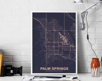 PALM SPRINGS California CA usa poster color Hometown City Print Modern Home Decor Office Decoration Wall Art Dorm Bedroom Gift