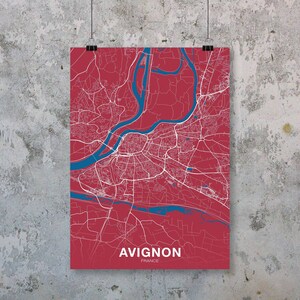 AVIGNON France carte affiche couleurs ville natale ville impression moderne décor à la maison bureau décoration art mural dortoir chambre cadeau