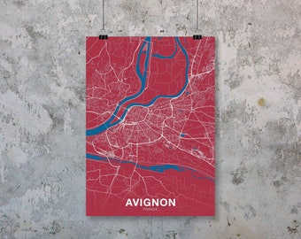 AVIGNON France map poster colors Hometown City Print Modern Home Decor Office Decoration Wall Art Dorm Bedroom Gift