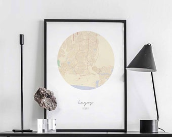 LAGOS Nigeria map poster wall decor design modern minimal nordic travel bedroom home art vintage retro dorm nursery housewarming