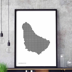Barbados Poster schwarz weiß Karte retro Wand Kunst Design Wand Kunst Karte Design Kunst Design modern schweizerisch skandinavisch skandinavisch reisen Schlafzimmer