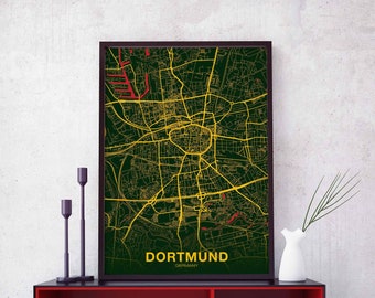 DORTMUND Germany poster color Hometown City Print Modern Home Decor Office Decoration Wall Art Dorm Bedroom Gift