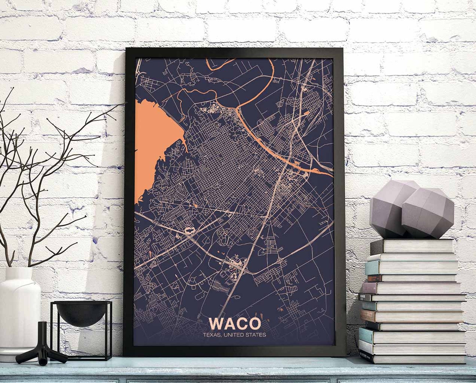 WACO Texas TX USA poster color Hometown City Print Modern Home Etsy