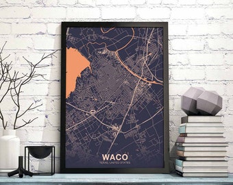 WACO Texas TX USA poster color Hometown City Print Modern Home Decor Office Decoration Wall Art Dorm Bedroom Gift