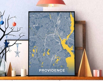 PROVIDENCE Rhode Island RI USA poster color Hometown City Print Modern Home Decor Office Decoration Wall Art Dorm Bedroom Gift