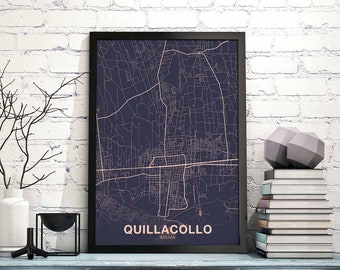 QUILLACOLLO Bolivia map poster color Hometown City Print Modern Home Decor Office Decoration Wall Art Dorm Bedroom Gift