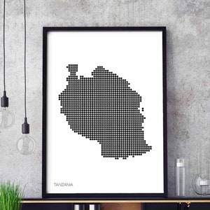 TANSANIA Landkarte Karte minimalistisch schwarz weiss Wand Kunst Design Wandkunst Geschenk Design modern schweizerisch skandinavisch