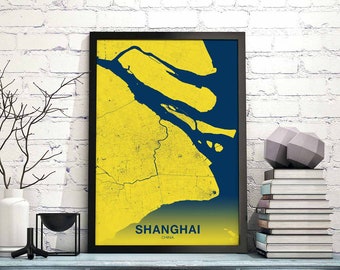 SHANGHAI China poster color Hometown City Print Modern Home Decor Office Decoration Wall Art Dorm Bedroom Gift