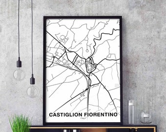 CASTIGLION FIORENTINO Italy map poster black white Hometown City Print Modern Home Decor Office Decoration Wall Art Dorm Bedroom Gift