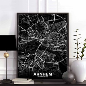 ARNHEM Nederland kaart poster zwart wit Woonplaats Stad Print Modern Home Decor Kantoor Decoratie Wall Art Slaapzaal Slaapkamer Cadeau