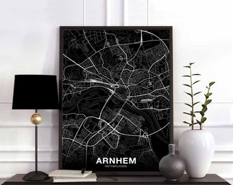 ARNHEM Netherlands map poster black white Hometown City Print Modern Home Decor Office Decoration Wall Art Dorm Bedroom Gift