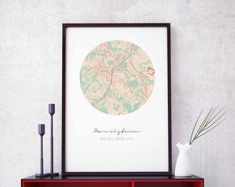 MORRISTOWN New Jersey USA map poster wall decor design modern minimal nordic travel bedroom home art vintage retro dorm nursery housewarming