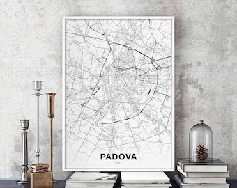 PADOVA Italy map poster Hometown City Print Modern Home Decor Office Decoration Wall Art Dorm Bedroom Gift