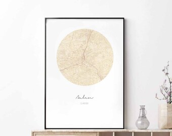AALEN Germany map poster wall decor design modern minimal nordic travel bedroom home art vintage retro dorm nursery housewarming