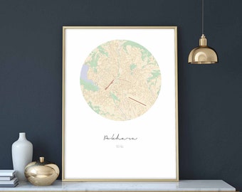 POKHARA Nepal map poster wall decor design modern minimal nordic travel bedroom home art vintage retro dorm nursery housewarming
