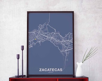 ZACATECAS Mexico poster color Hometown City Print Modern Home Decor Office Decoration Wall Art Dorm Bedroom Gift
