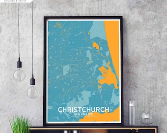 CHRISTCHURCH New Zealand map poster black white Hometown City Print Modern Home Decor Office Decoration Wall Art Dorm Bedroom Gift