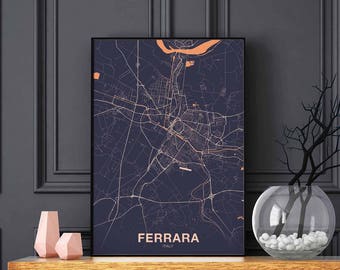 FERRARA Italy map poster color Hometown City Print Modern Home Decor Office Decoration Wall Art Dorm Bedroom Gift