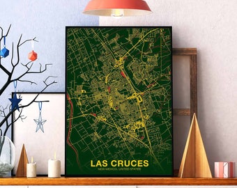 LAS CRUCES New Mexico NM us map poster color Hometown City Print Modern Home Decor Office Decoration Wall Art Dorm Bedroom Gift