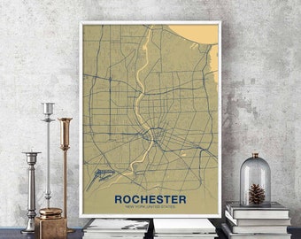 ROCHASTER New York NY USA poster color Hometown City Print Modern Home Decor Office Decoration Wall Art Dorm Bedroom Gift