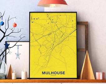 MULHOUSE France map poster colors Hometown City Print Modern Home Decor Office Decoration Wall Art Dorm Bedroom Gift