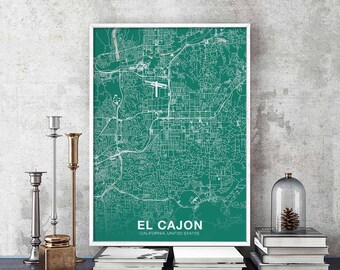 EL CAJON California CA us map poster color Hometown City Print Modern Home Decor Office Decoration Wall Art Dorm Bedroom Gift