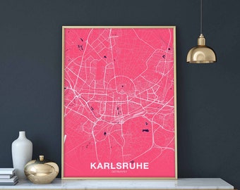 KARLSRUHE Germany poster color Hometown City Print Modern Home Decor Office Decoration Wall Art Dorm Bedroom Gift