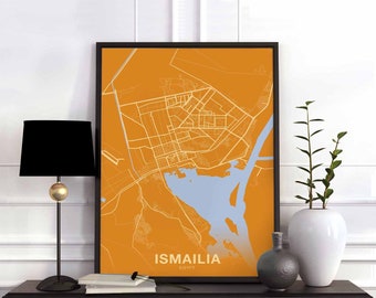 ISMAILIA Egypt map poster color Hometown City Print Modern Home Decor Office Decoration Wall Art Dorm Bedroom Gift