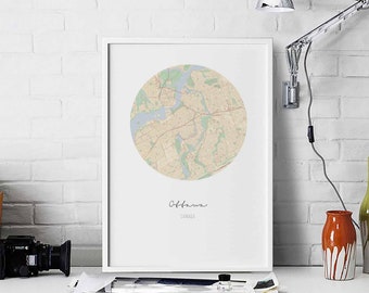 OTTAWA Canada map poster wall decor design modern minimal nordic travel bedroom home art vintage retro dorm nursery housewarming
