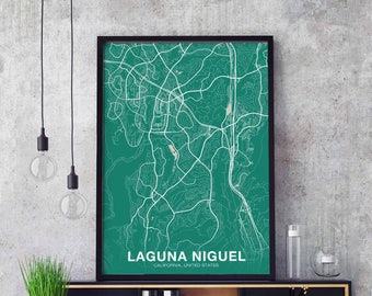 LAGUNA NIGUEL California CA usa map poster color Hometown City Print Modern Home Decor Office Decoration Wall Art Dorm Bedroom Gift