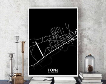 TONJ South Sudan map poster black white Hometown City Print Modern Home Decor Office Decoration Wall Art Dorm Bedroom Gift
