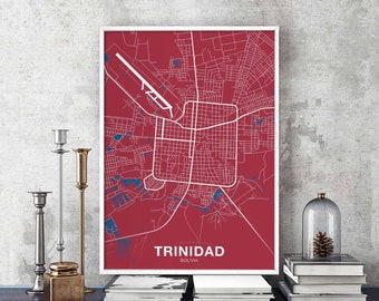TRINIDAD Bolivia poster color Hometown City Print Modern Home Decor Office Decoration Wall Art Dorm Bedroom Gift