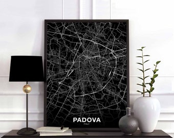 PADOVA Italy map poster black white Hometown City Print Modern Home Decor Office Decoration Wall Art Dorm Bedroom Gift