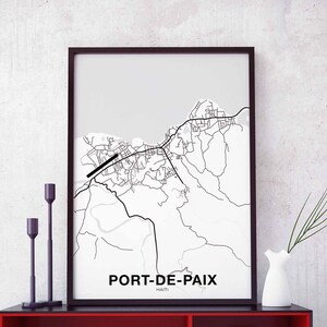 Póster con mapa de Haití de PORT-DE-PAIX, ciudad natal, impresión moderna, decoración del hogar, decoración de la oficina, arte de pared, dormitorio, regalo