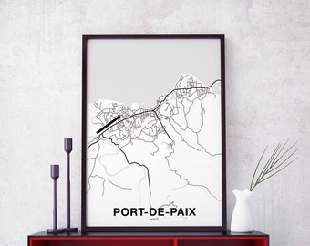 PORT-DE-PAIX Haiti map poster Hometown City Print Modern Home Decor Office Decoration Wall Art Dorm Bedroom Gift