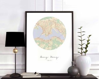 HONG KONG map poster wall decor design modern minimal nordic travel bedroom home art vintage retro dorm nursery housewarming