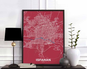ISFAHAN Iran map poster color Hometown City Print Modern Home Decor Office Decoration Wall Art Dorm Bedroom Gift art