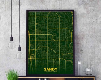 SANDY Utah UT usa poster color Hometown City Print Modern Home Decor Office Decoration Wall Art Dorm Bedroom Gift
