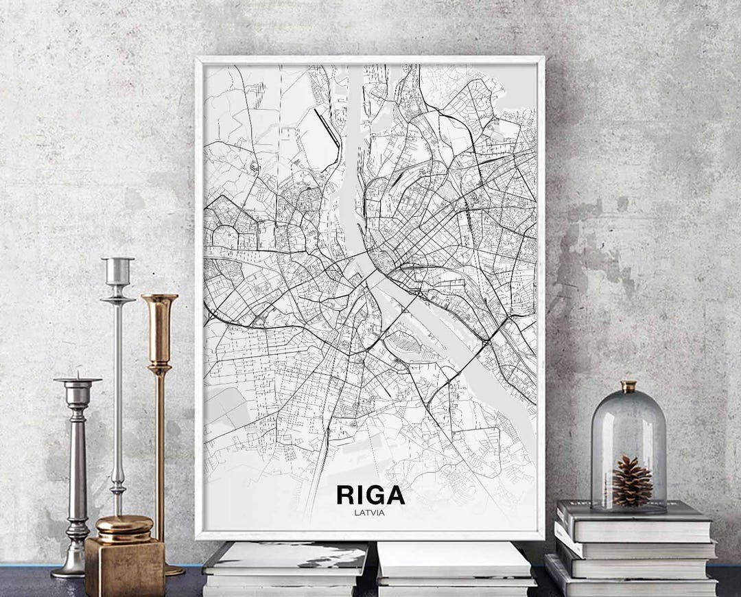 RIGA Latvia Map Poster Hometown City Print Modern Home Decor Office ...
