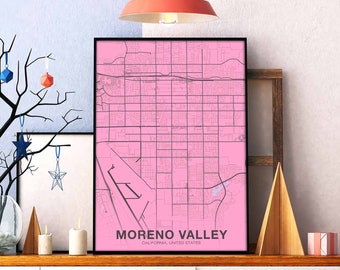 MORENO VALLEY California CA usa poster color Hometown City Print Modern Home Decor Office Decoration Wall Art Dorm Bedroom Gift