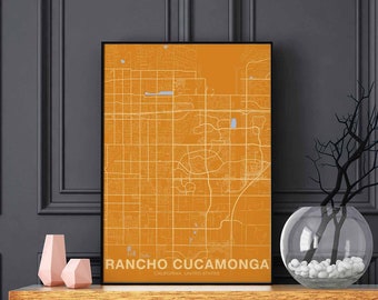 RANCHO CUCAMONGA California CA usa poster color Hometown City Print Modern Home Decor Office Decoration Wall Art Dorm Bedroom Gift