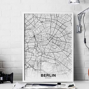 BERLIN allemagne carte affiche ville natale ville impression moderne décor à la maison bureau décoration mur art dortoir chambre cadeau