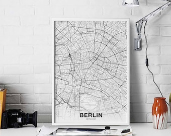 BERLIN Germany map poster Hometown City Print Modern Home Decor Office Decoration Wall Art Dorm Bedroom Gift