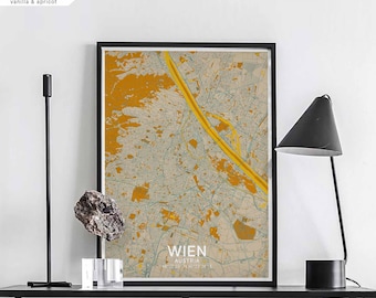 WIEN Austria map poster black white Hometown City Print Modern Home Decor Office Decoration Wall Art Dorm Bedroom Gift