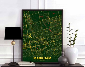 MARKHAM Canada map poster color Hometown City Print Modern Home Decor Office Decoration Wall Art Dorm Bedroom Gift