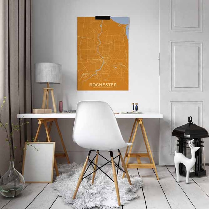 ROCHESTER New York NY USA Map Poster Color Hometown City Print Modern ...